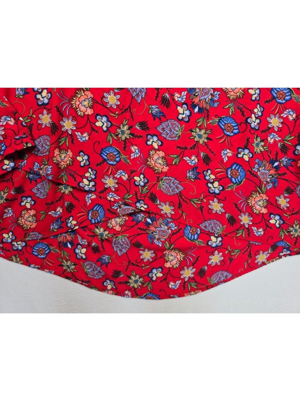 Chelsea & Theodore Red Floral Print Blouse XXL 3/4 Sleeve V-Neck Womens Top 2XL - Picture 4 of 5